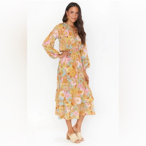 Show Me Your Mumu 'Cait' Midi Dress - Groovy Blooms Sz - Picture 12 of 13